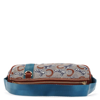 Celine Beige Blue Coated Canvas Mini Hobo Bag
