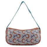 Celine Mini sac hobo en toile enduite beige et bleue