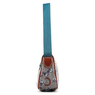 Celine Beige Blue Coated Canvas Mini Hobo Bag
