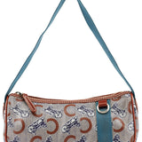 Celine Mini sac hobo en toile enduite beige et bleue