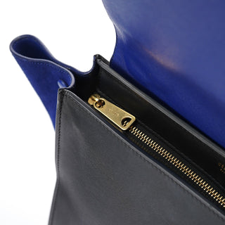 Celine Beige Blue Leather Trapeze 2-Way Bag