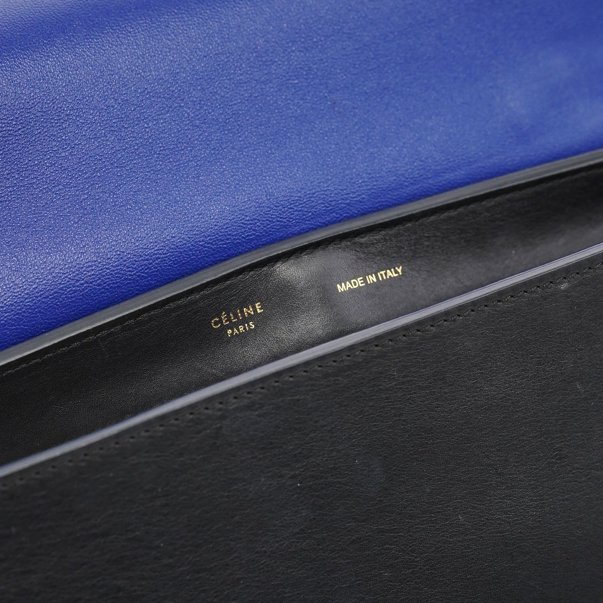 Celine Beige Blue Leather Trapeze 2-Way Bag