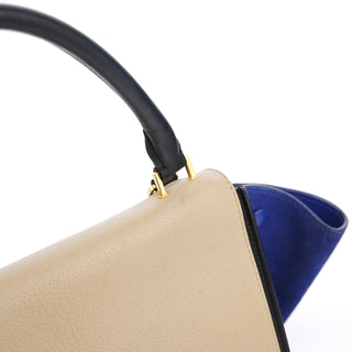 Celine Beige Blue Leather Trapeze 2-Way Bag
