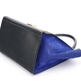 Celine Beige Blue Leather Trapeze 2-Way Bag