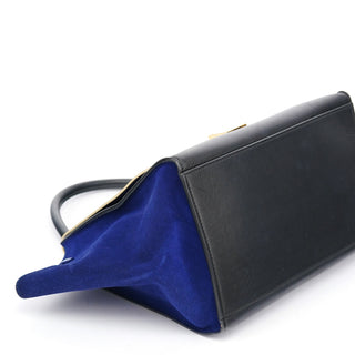 Celine Beige Blue Leather Trapeze 2-Way Bag