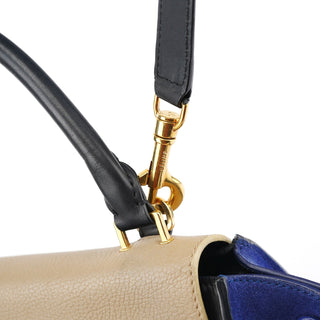 Celine Beige Blue Leather Trapeze 2-Way Bag