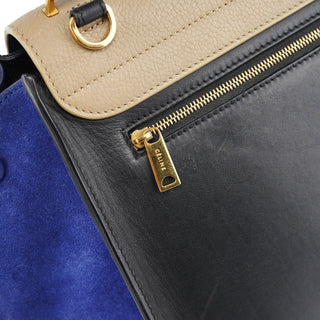 Celine Beige Blue Leather Trapeze 2-Way Bag
