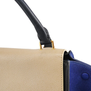 Celine Beige Blue Leather Trapeze 2-Way Bag