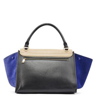 Celine Beige Blue Leather Trapeze 2-Way Bag