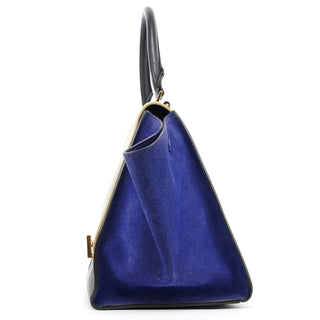 Celine Beige Blue Leather Trapeze 2-Way Bag