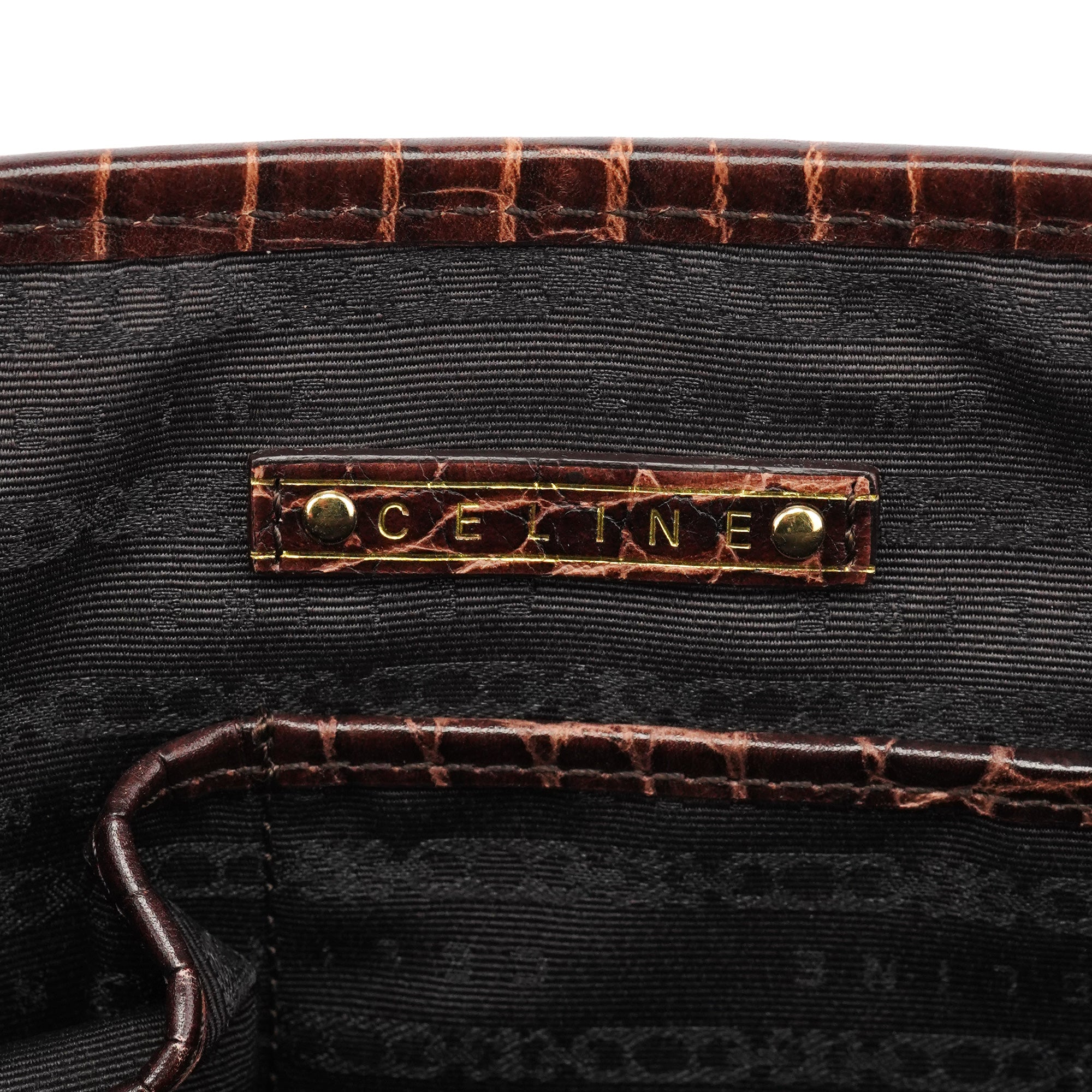 Celine Beige Brown Burlap Leather Boogie Bag