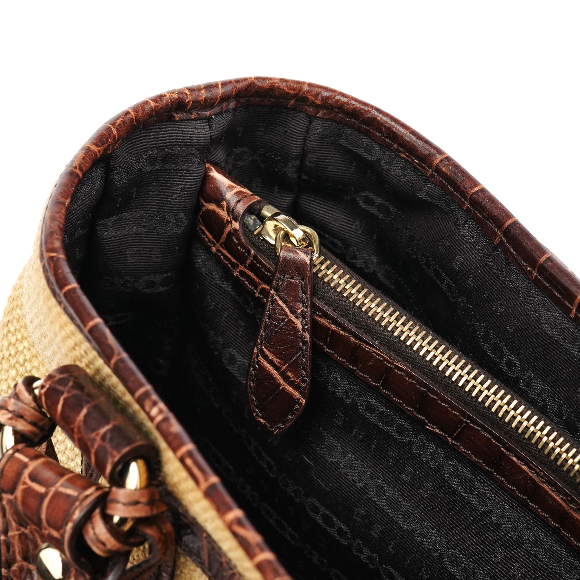 Celine Beige Brown Burlap Leather Boogie Bag