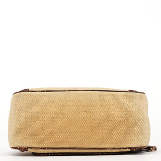 Celine Beige Brown Burlap Leather Boogie Bag