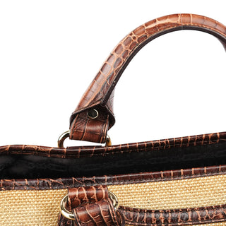 Celine Beige Brown Burlap Leather Boogie Bag