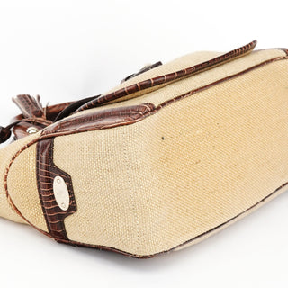 Celine Beige Brown Burlap Leather Boogie Bag