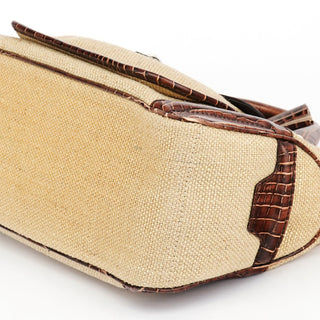 Celine Beige Brown Burlap Leather Boogie Bag