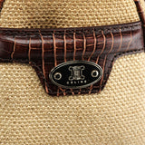 Celine Beige Brown Burlap Leather Boogie Bag