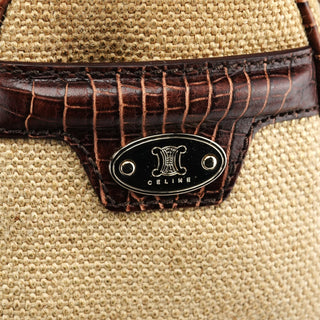 Celine Beige Brown Burlap Leather Boogie Bag
