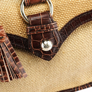 Celine Beige Brown Burlap Leather Boogie Bag