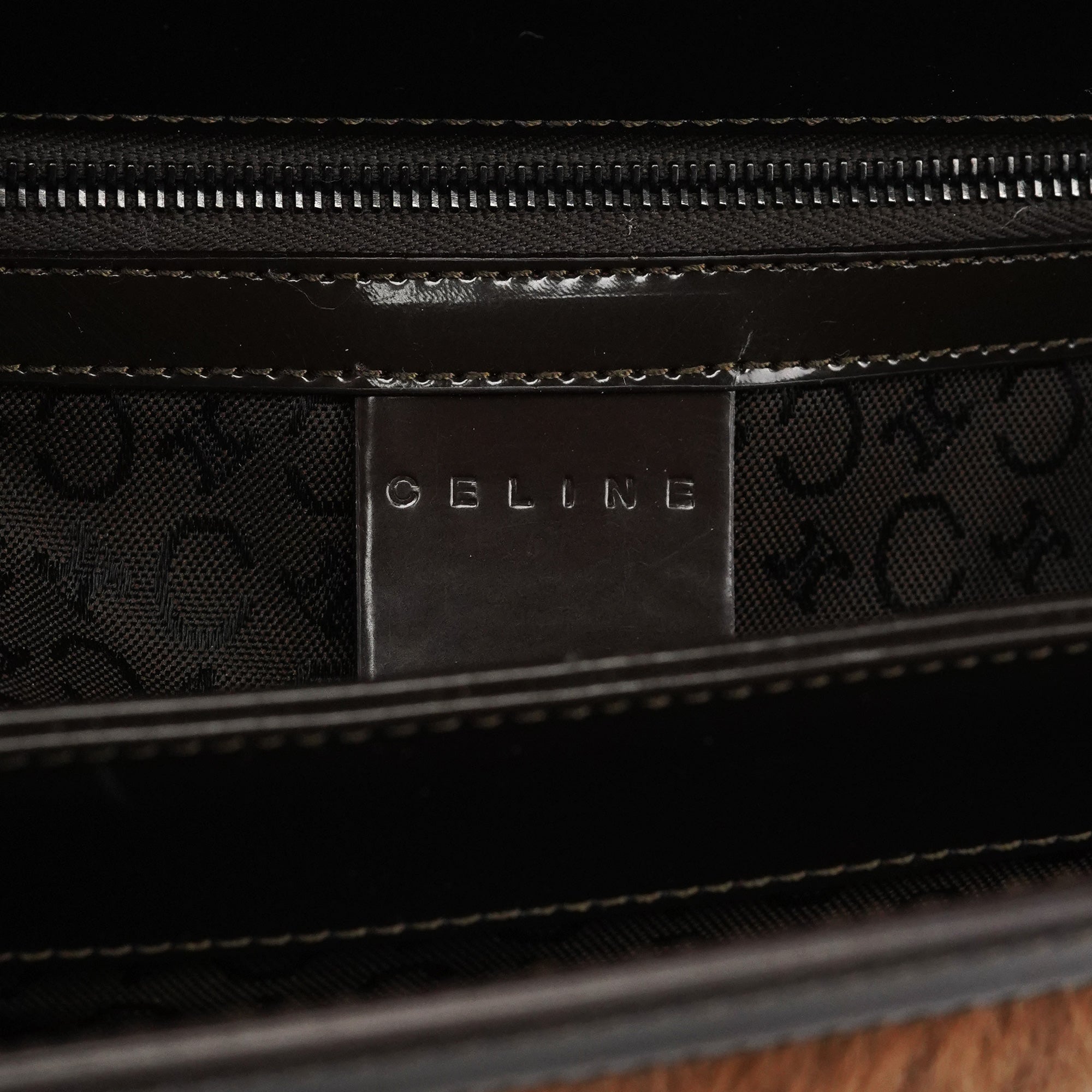 Celine Sac porté épaule en fourrure beige et marron