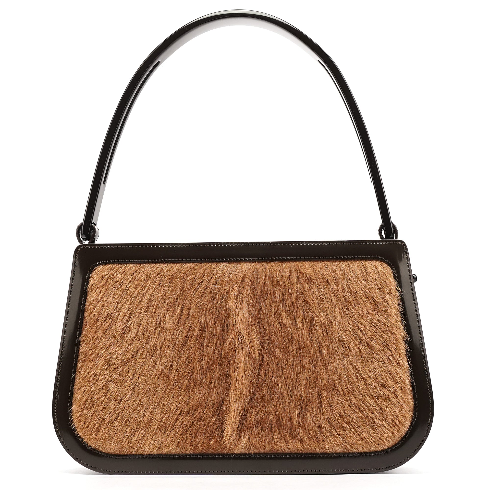 Celine Sac porté épaule en fourrure beige et marron