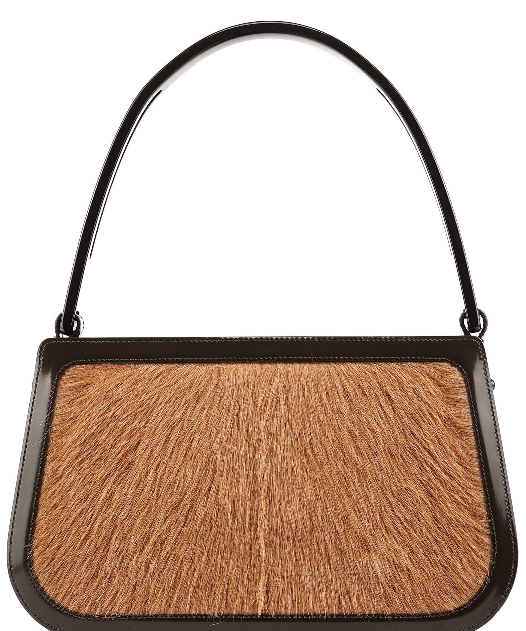 Celine Borsa a spalla in pelliccia beige e marrone