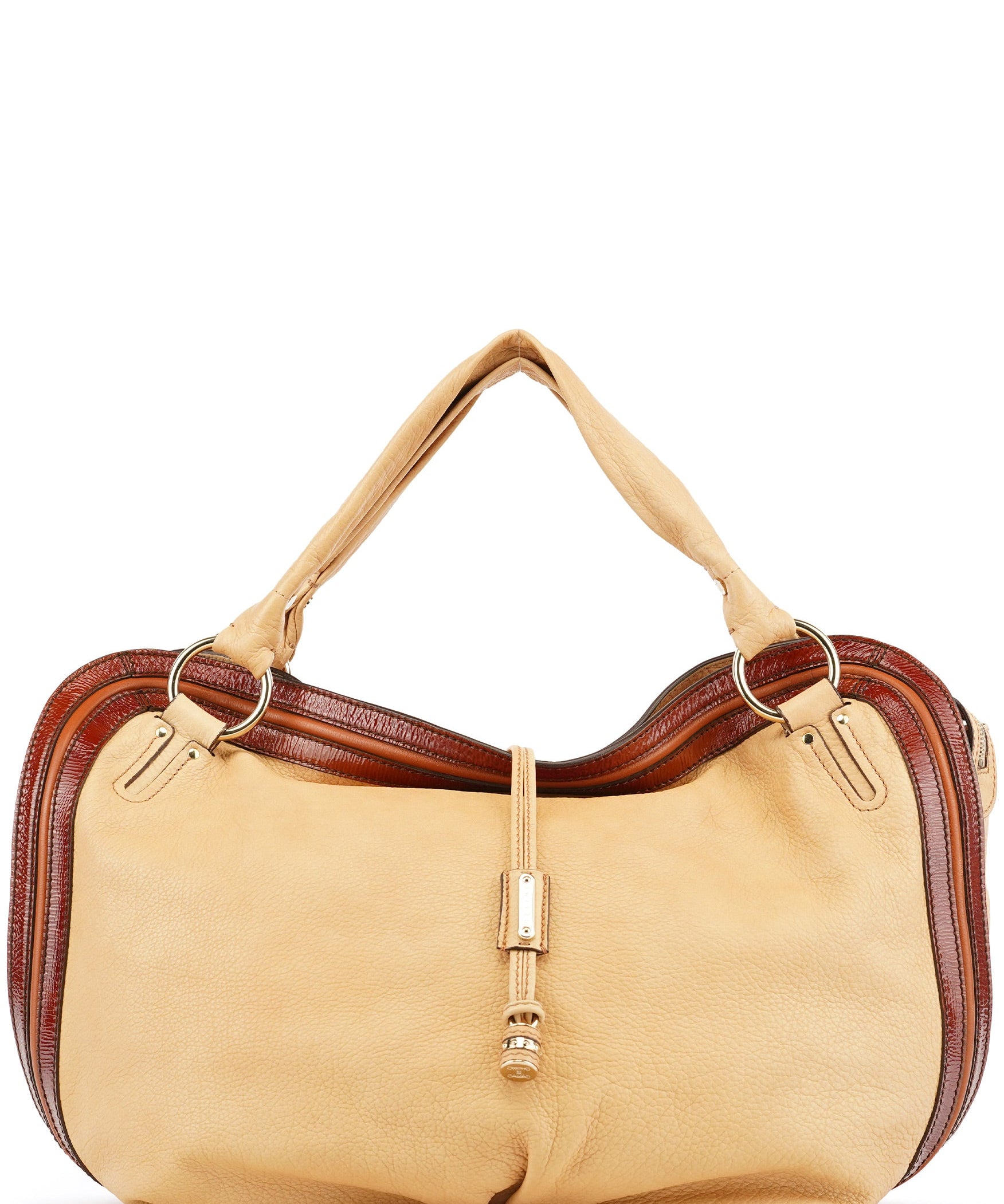 Celine Sac porté épaule Bittersweet en cuir beige et marron