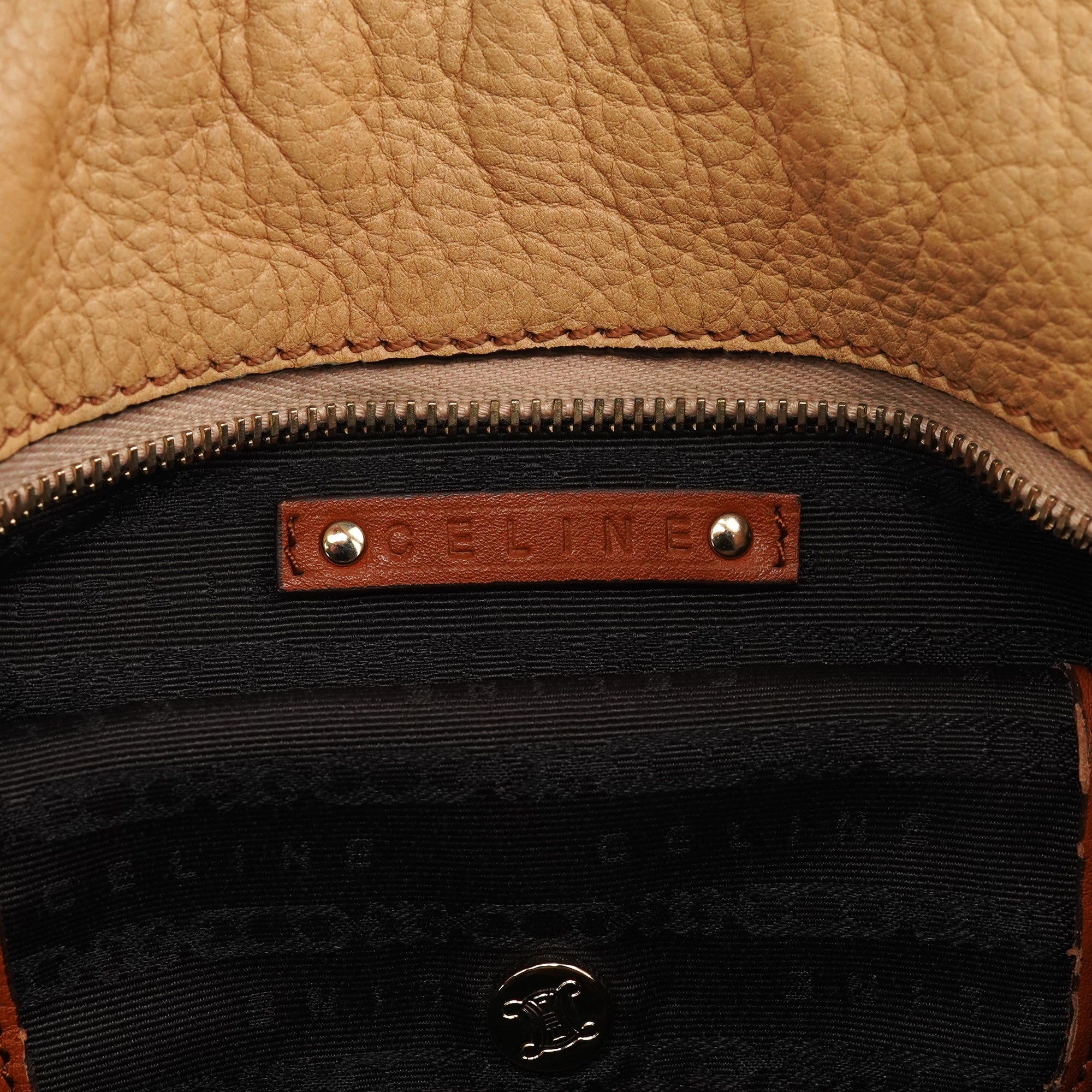 Celine Sac porté épaule Bittersweet en cuir beige et marron