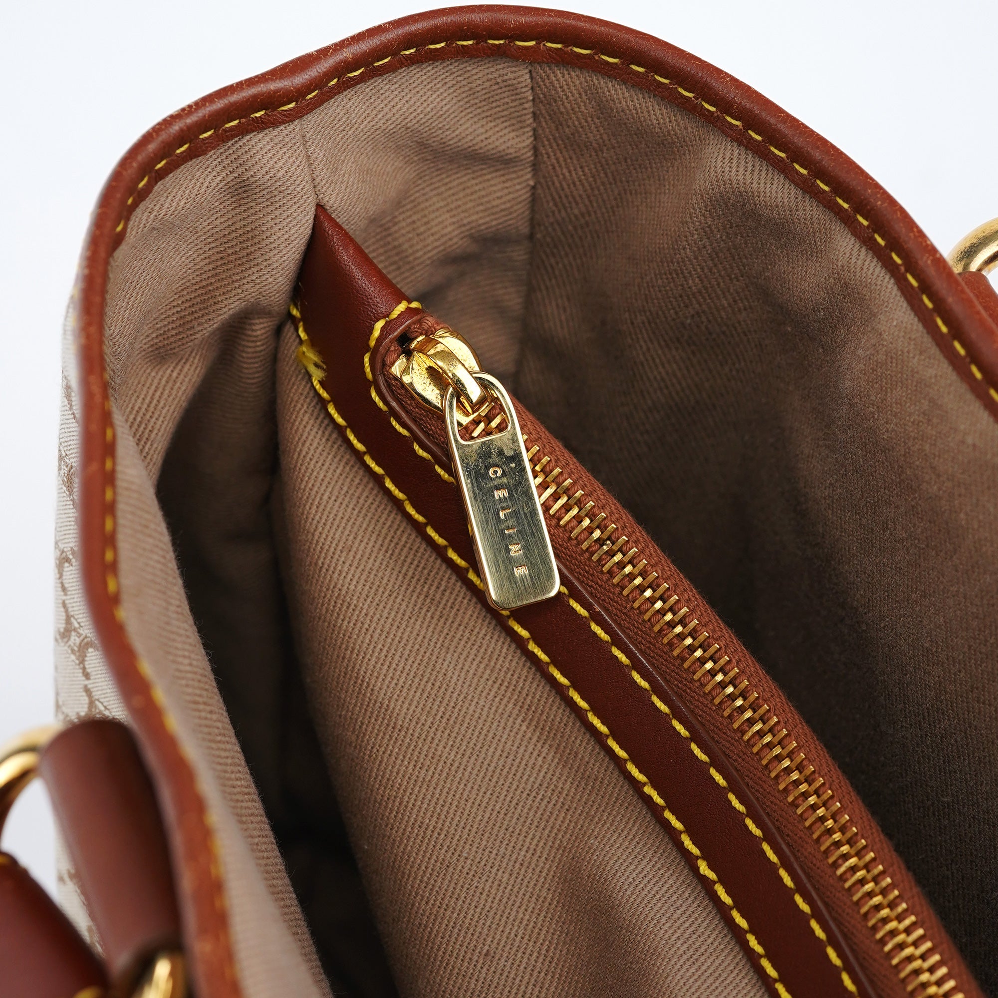 Celine Sac cabas Boogie en toile Macadam beige et marron