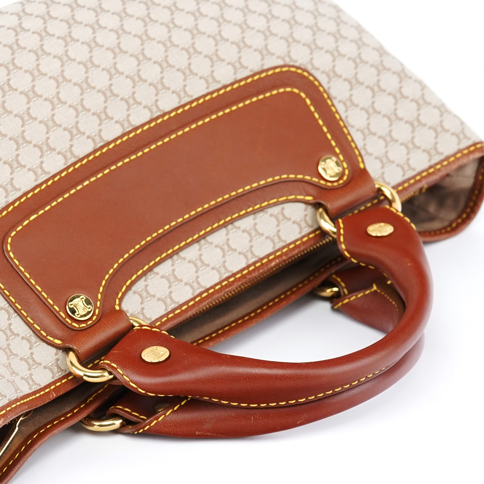 Celine Sac cabas Boogie en toile Macadam beige et marron
