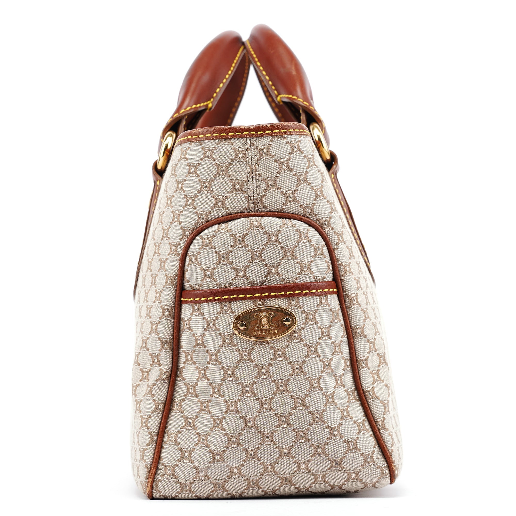 Celine Sac cabas Boogie en toile Macadam beige et marron