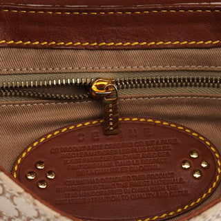 Celine Beige Brown Macadam Canvas Buckle Shoulder Bag