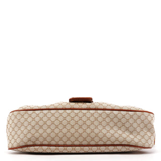 Celine Beige Brown Macadam Canvas Buckle Shoulder Bag