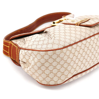 Celine Beige Brown Macadam Canvas Buckle Shoulder Bag
