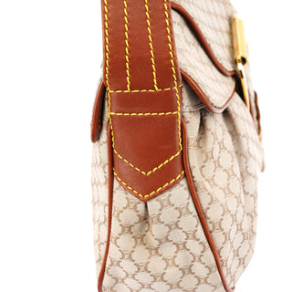 Celine Beige Brown Macadam Canvas Buckle Shoulder Bag