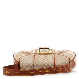 Celine Beige Brown Macadam Canvas Buckle Shoulder Bag