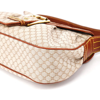 Celine Beige Brown Macadam Canvas Buckle Shoulder Bag