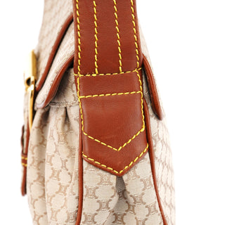 Celine Beige Brown Macadam Canvas Buckle Shoulder Bag