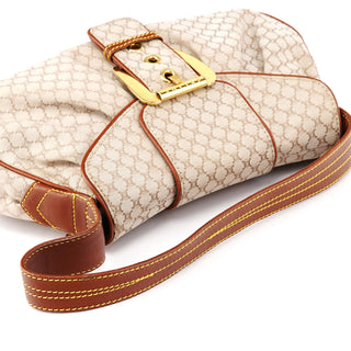 Celine Beige Brown Macadam Canvas Buckle Shoulder Bag