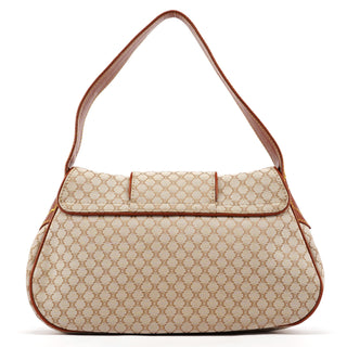 Celine Beige Brown Macadam Canvas Buckle Shoulder Bag