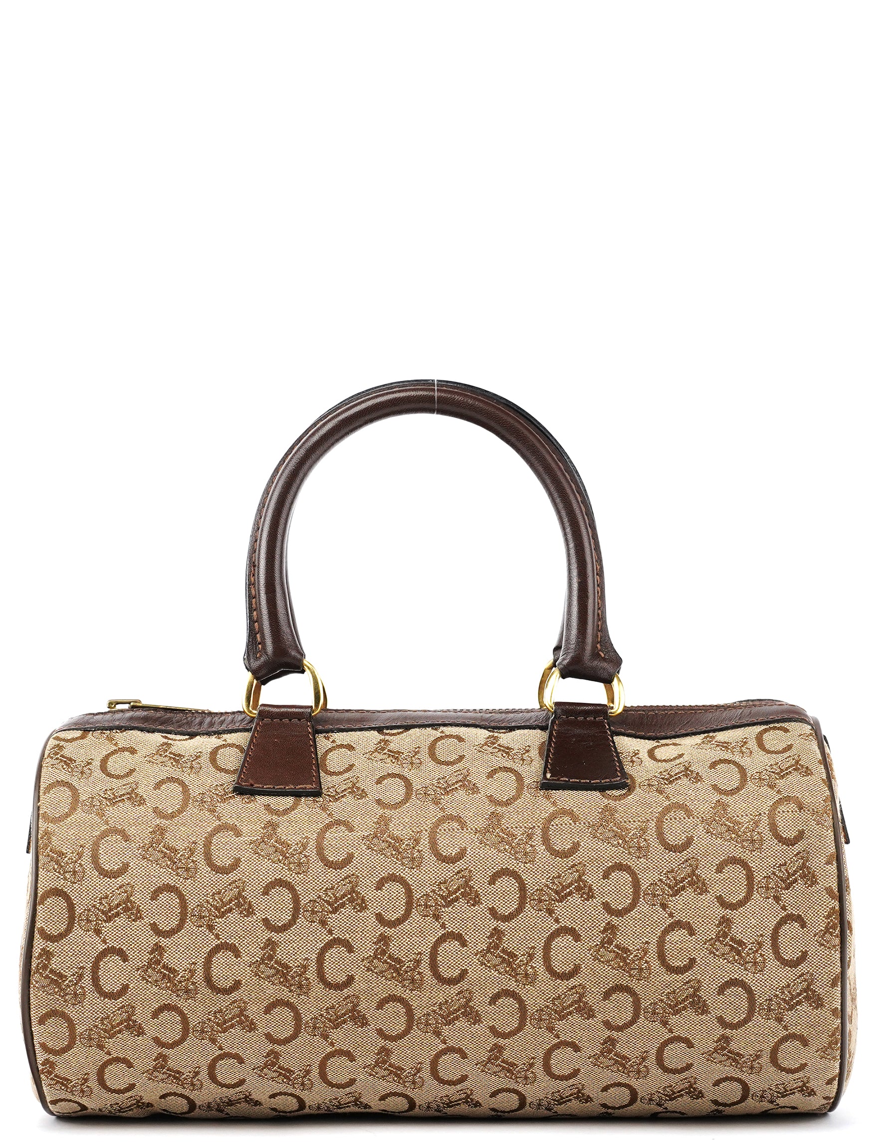 Céline Beige Brown Macadam Canvas Mini Boston Bag