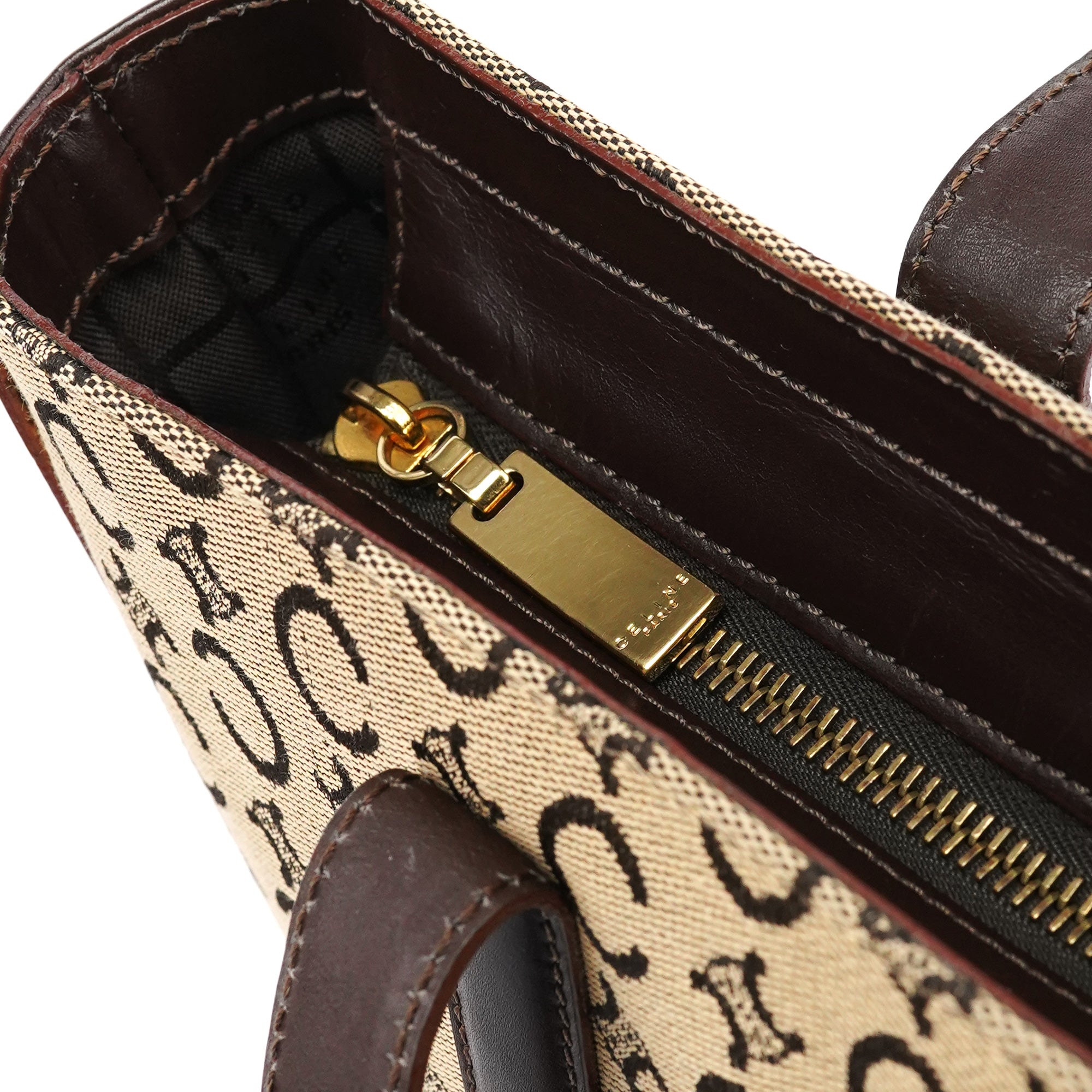 Céline Beige Brown Macadam Canvas Tote Bag