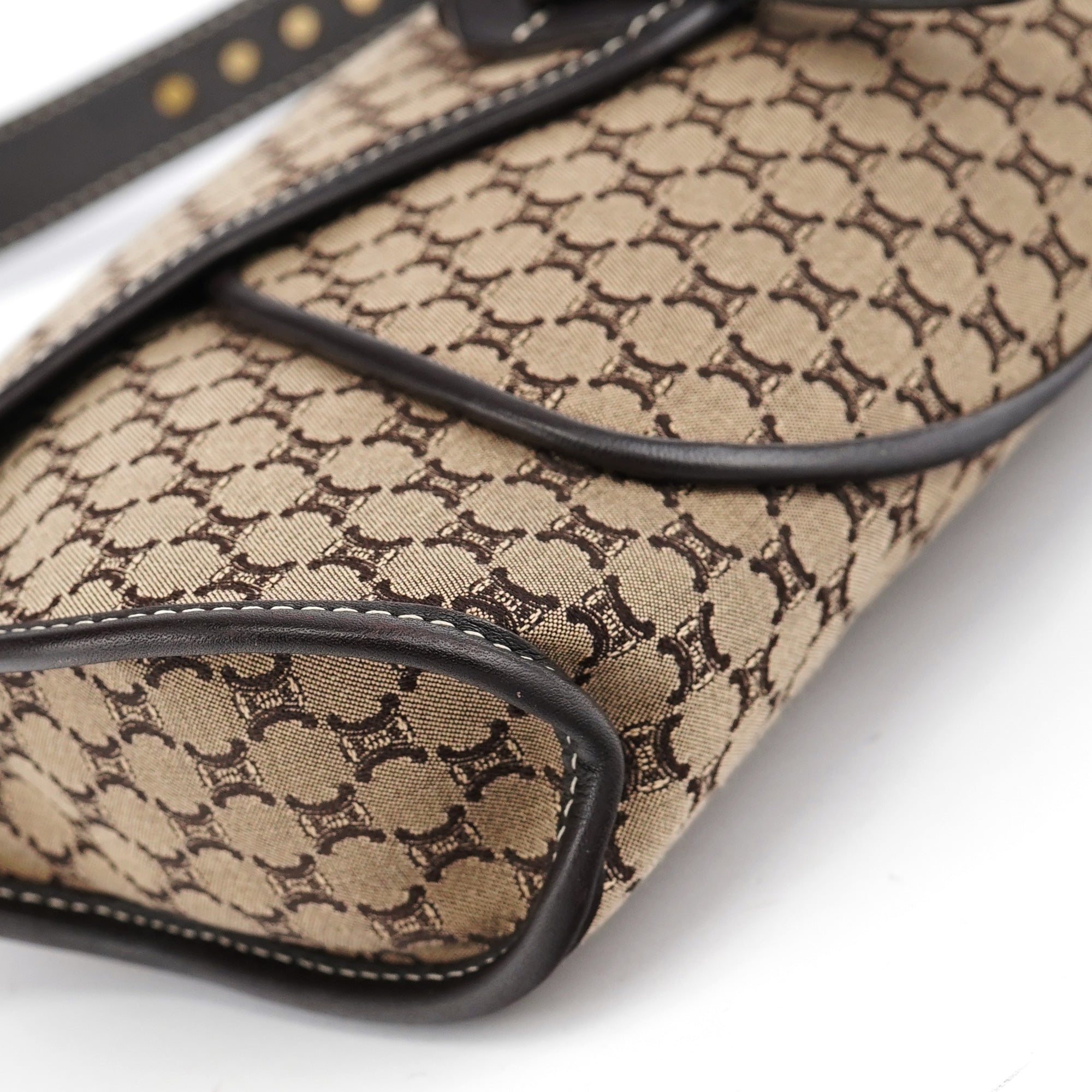 Celine Beige Brown Macadam Shoulder Bag