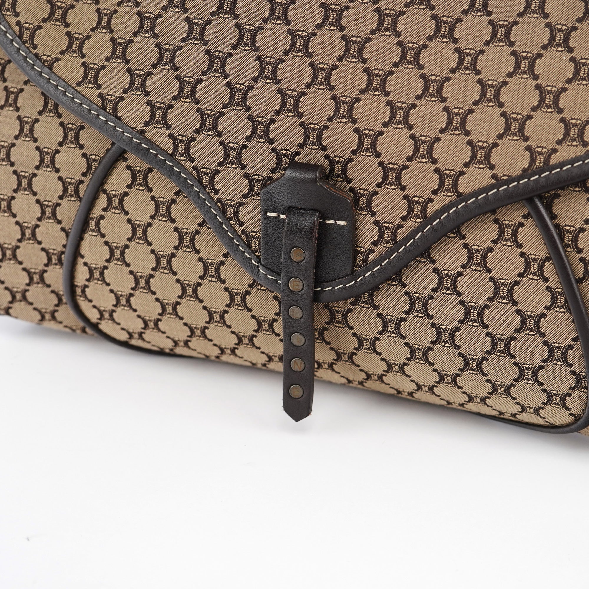 Celine Beige Brown Macadam Shoulder Bag