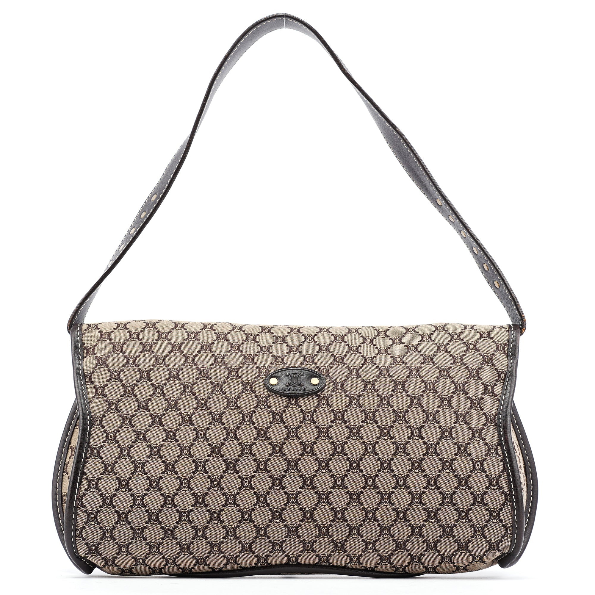 Celine Beige Brown Macadam Shoulder Bag