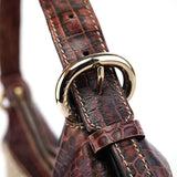 Celine Triomphe CC Schultertasche in Beige mit Krokoprägung