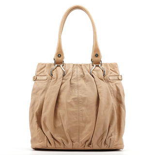 Celine Beige Leather Pillow Tote Bag
