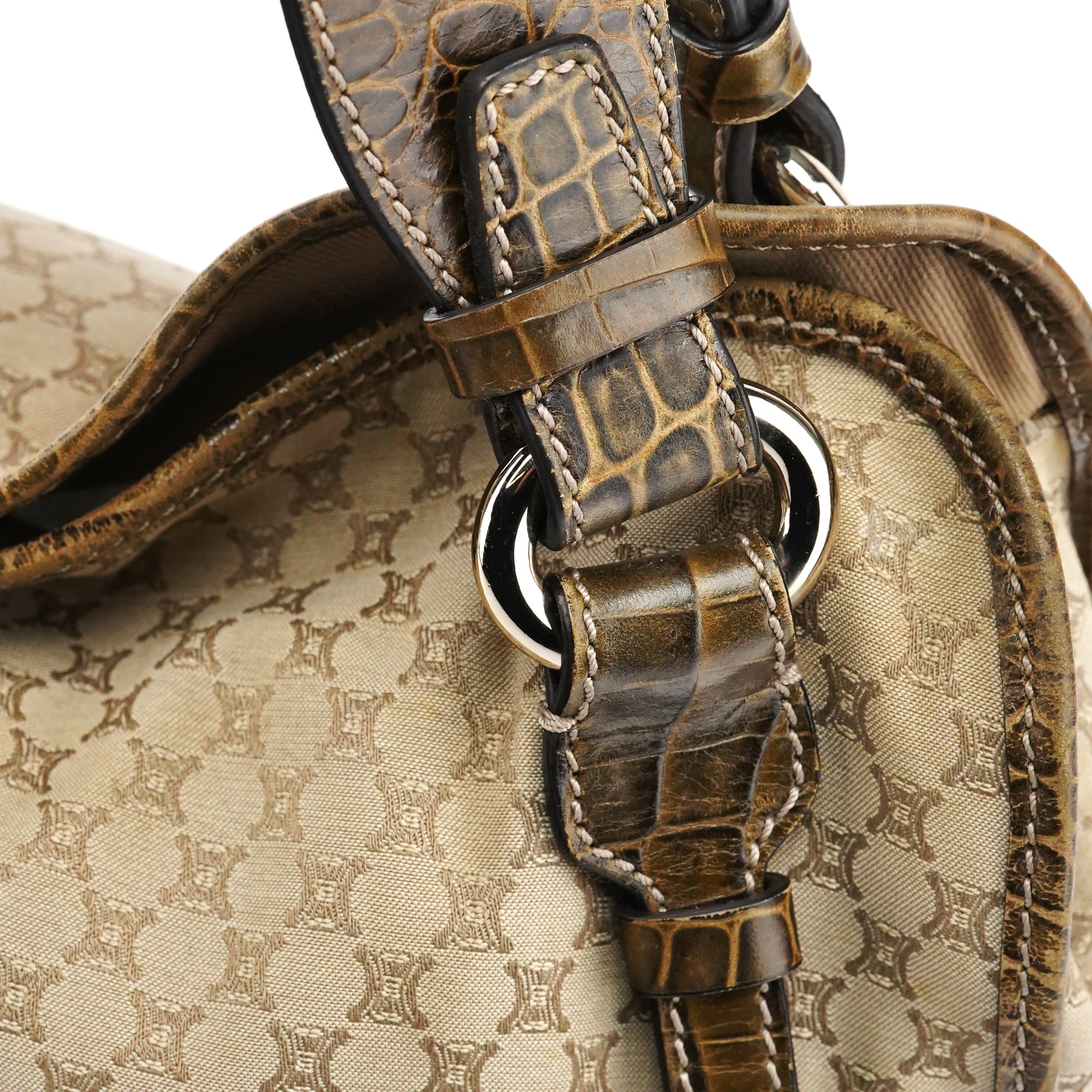Céline Beige Macadam Croc Bittersweet Shoulder Bag