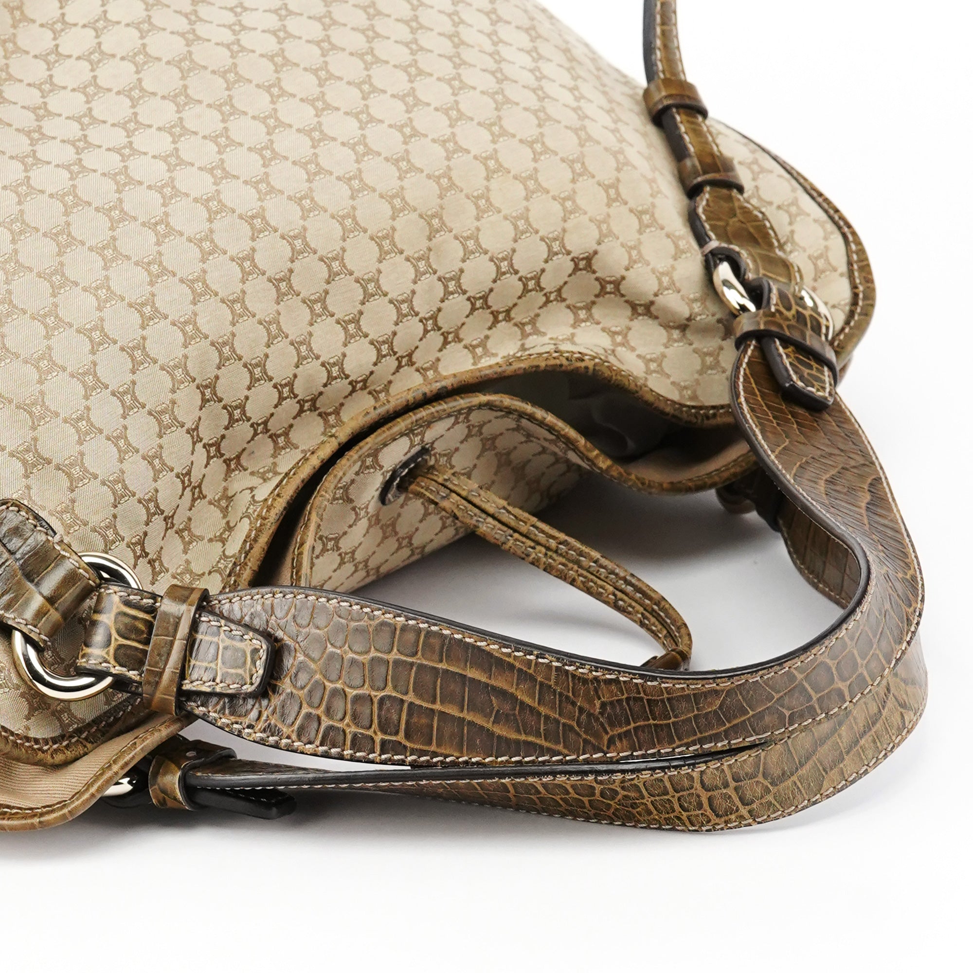 Céline Beige Macadam Croc Bittersweet Shoulder Bag