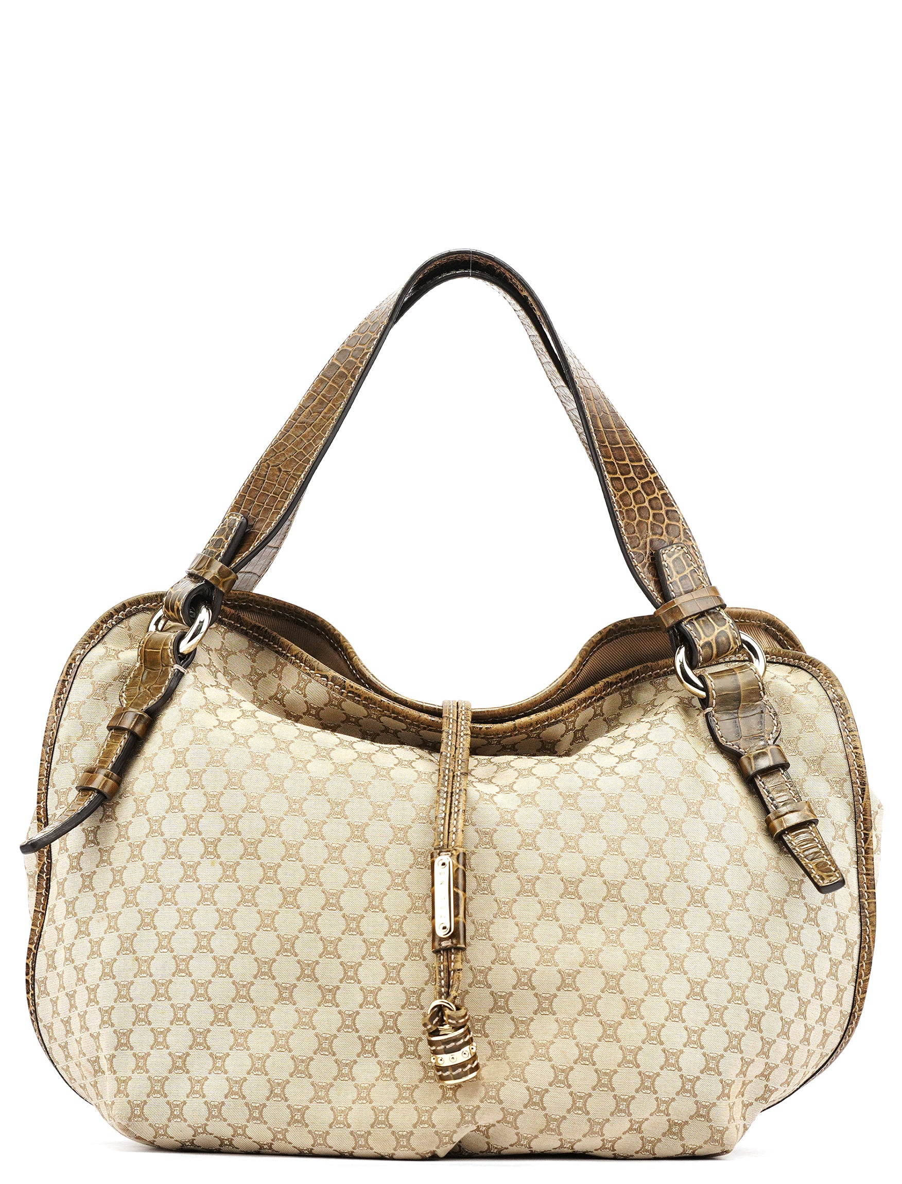 Céline Beige Macadam Croc Bittersweet Shoulder Bag